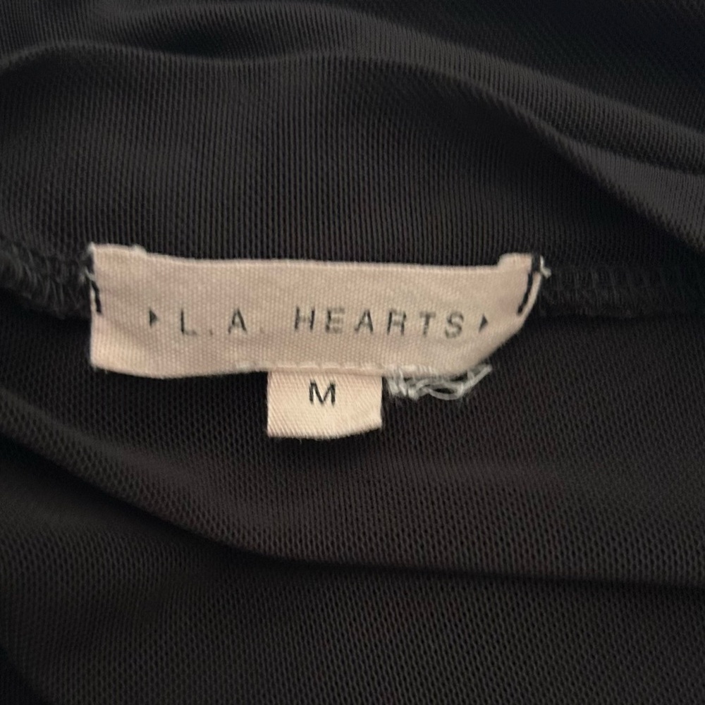 ⭐️ L.A. Hearts Black Sheer Mesh Short Sleeve Top Size Medium - Picture 3 of 9
